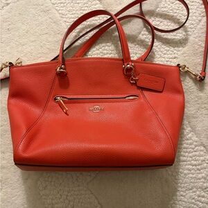 Vintage Coach Orange Leather Tote Bag